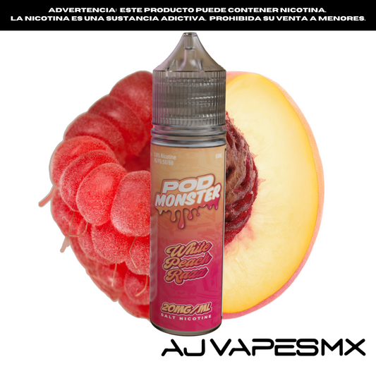 White Peach Razz 60ml NicSalt | POD MONSTER