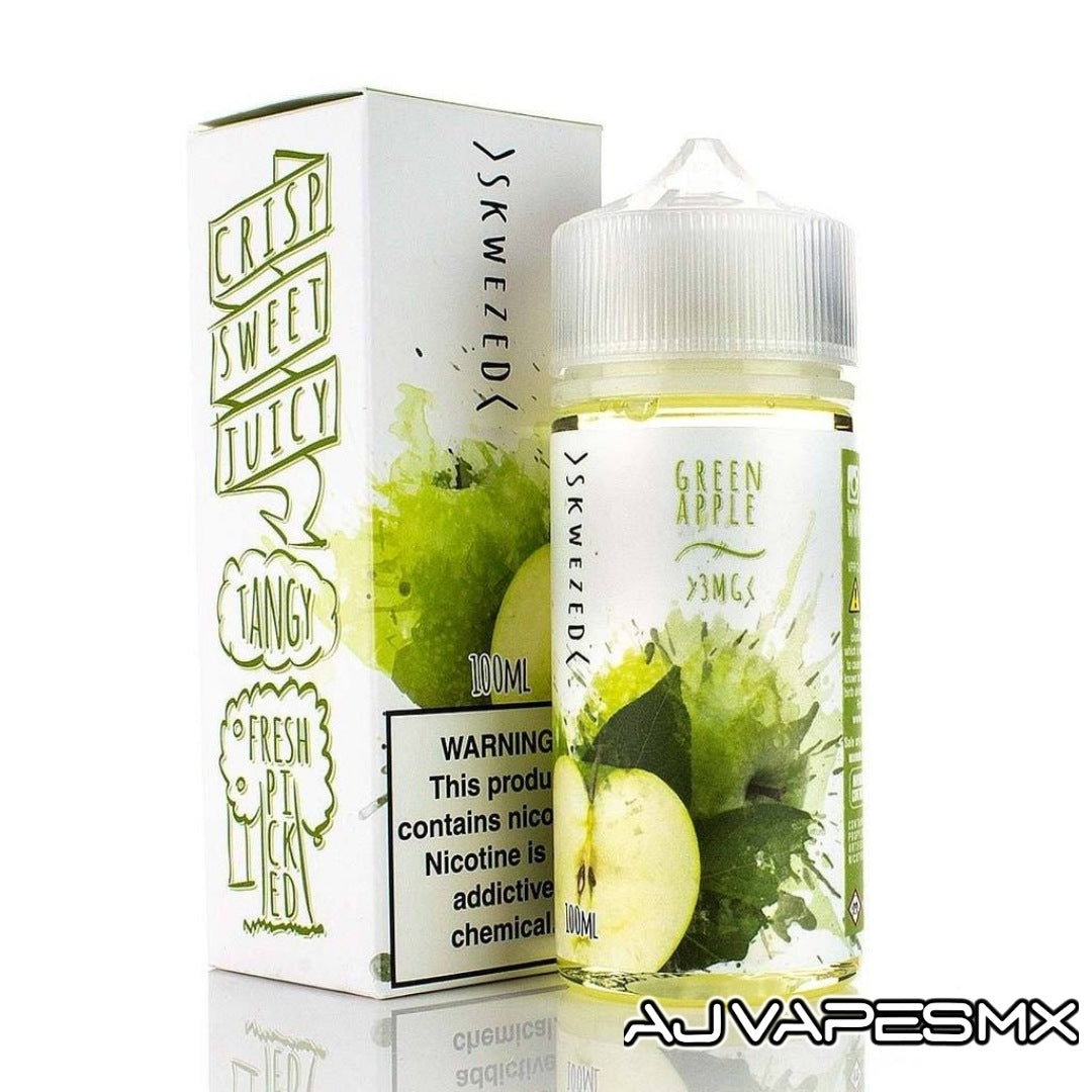 Green Apple 100ml | SKWEZED - AJ Vapes Mx - 3mg